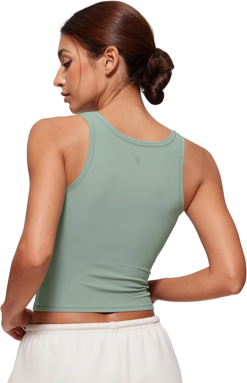 CRZ YOGA Softembrace Casual Tops for Women Soft Double Lined Scoop Neck Crop Sleeveless Shirts Basic Going Out Tanks
