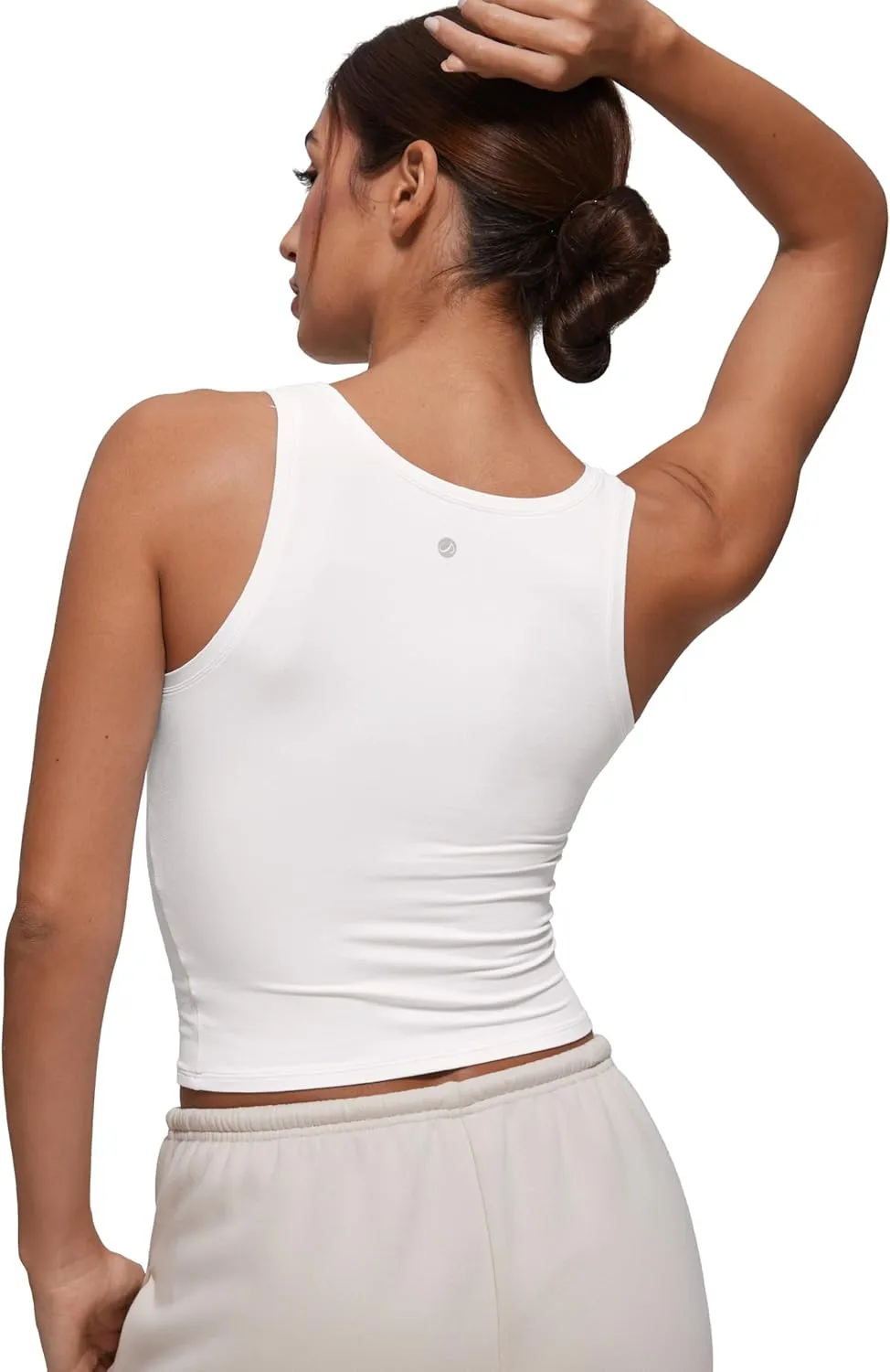 CRZ YOGA Softembrace Casual Tops for Women Soft Double Lined Scoop Neck Crop Sleeveless Shirts Basic Going Out Tanks