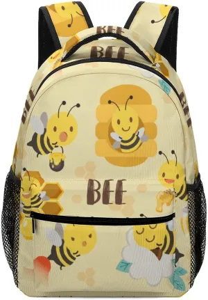 Cute Bee Beehive Backpack Flower Honey Large computer Bags with Chest Strap,Lightweight Casual Daypack for Women Men Hiking Travel Work and Business 16 Inch
