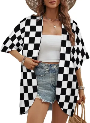 Cute Floral Little Daisy Womens Cardigan Coat Casual Tops Loose Cover Up Half Sleeves
