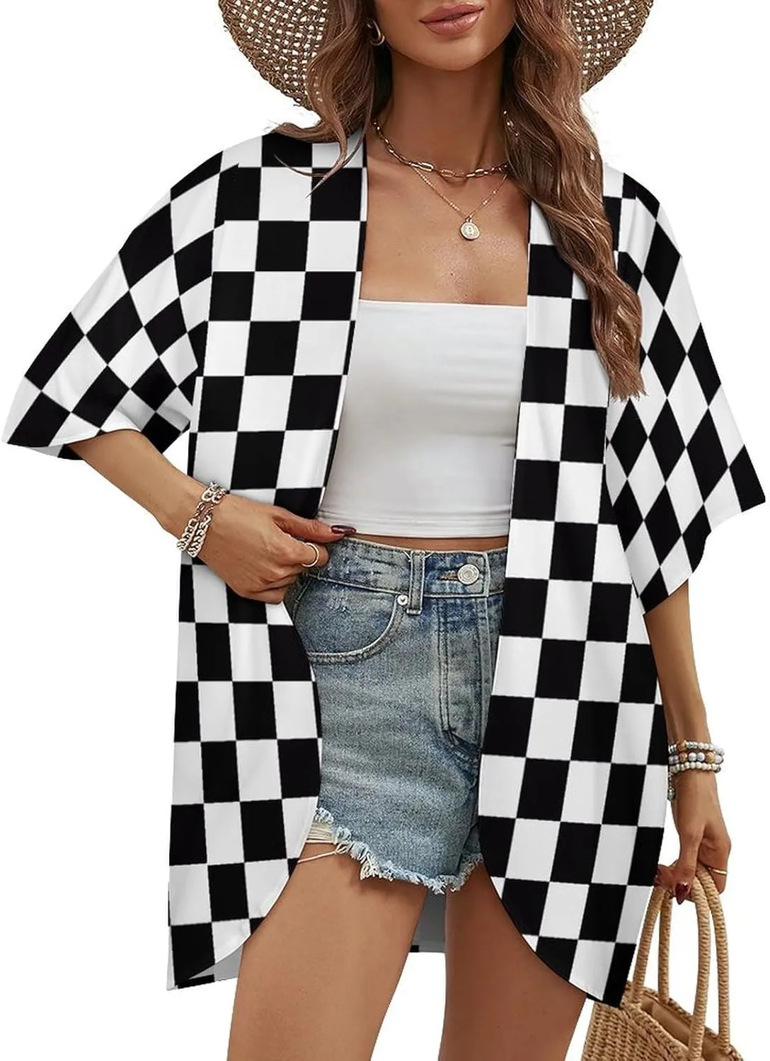 Cute Floral Little Daisy Womens Cardigan Coat Casual Tops Loose Cover Up Half Sleeves