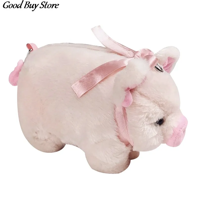Cute Pig Shoulder Bag Plush Stuffed Animal Crossbody Bags Women Fashion Winter Soft Purse Cartoon Handbags Phone Money Storage