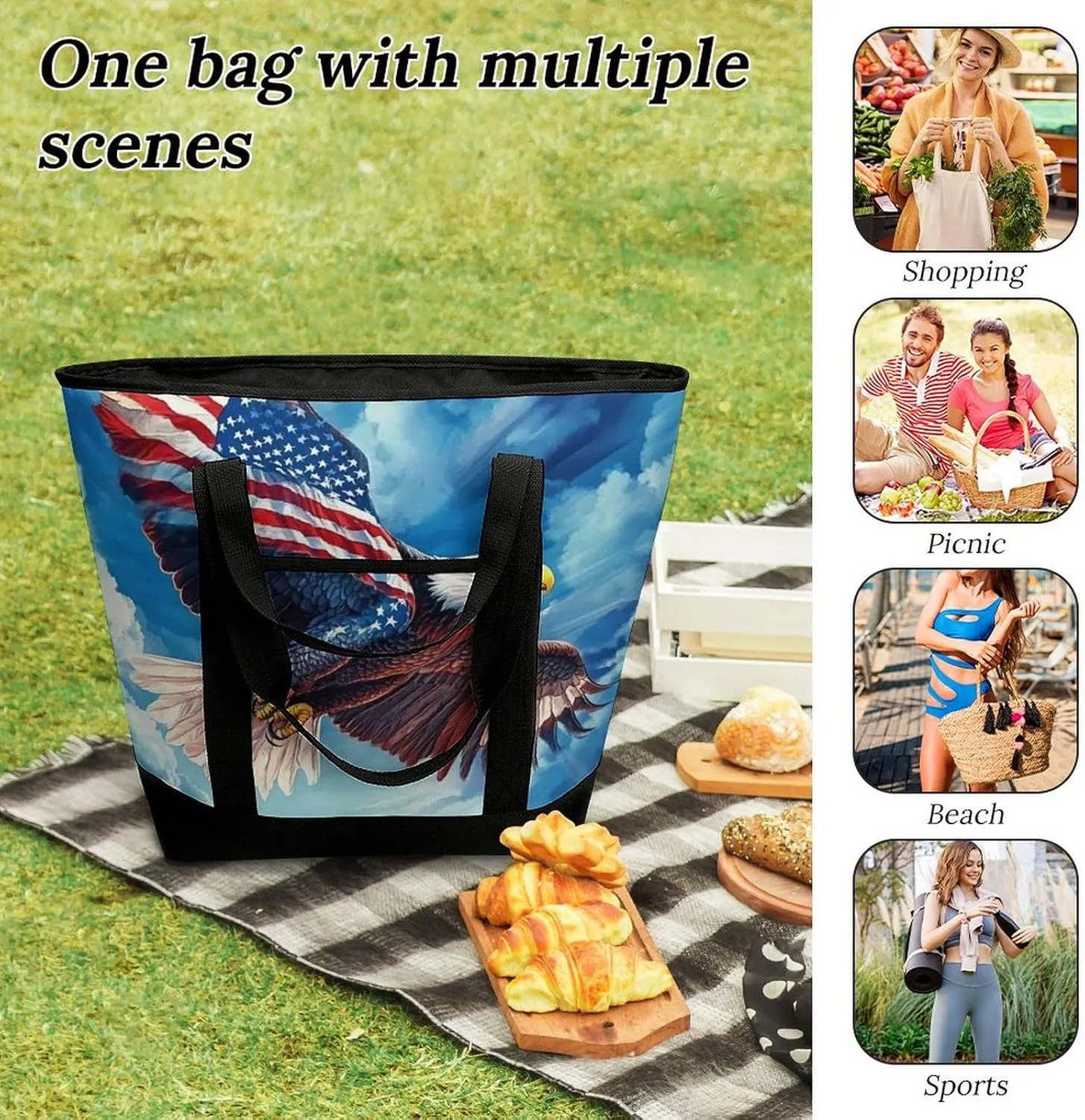Fashionable Commuter Tote Bag Large Insulated Work Handbag