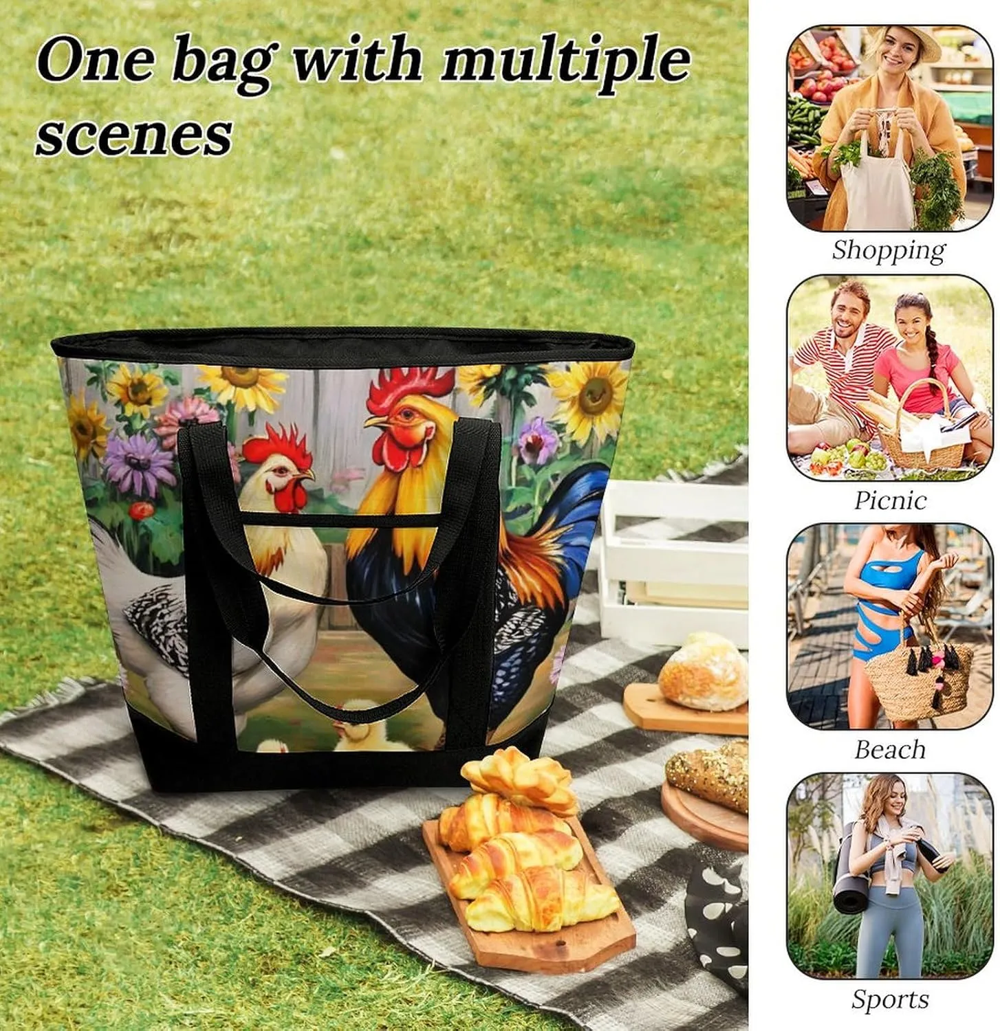Fashionable Commuter Tote Bag Large Insulated Work Handbag