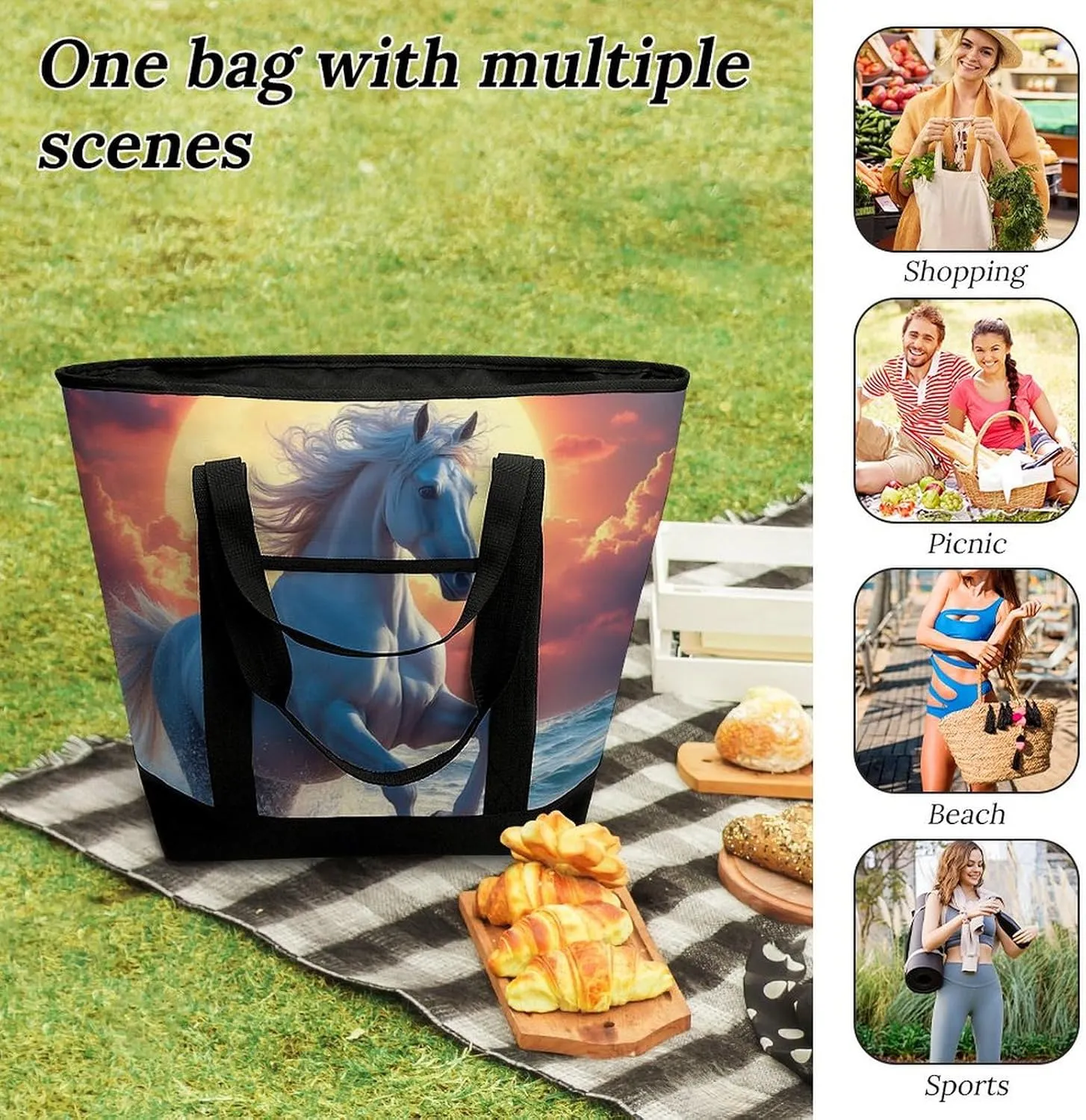 Fashionable Commuter Tote Bag Large Insulated Work Handbag