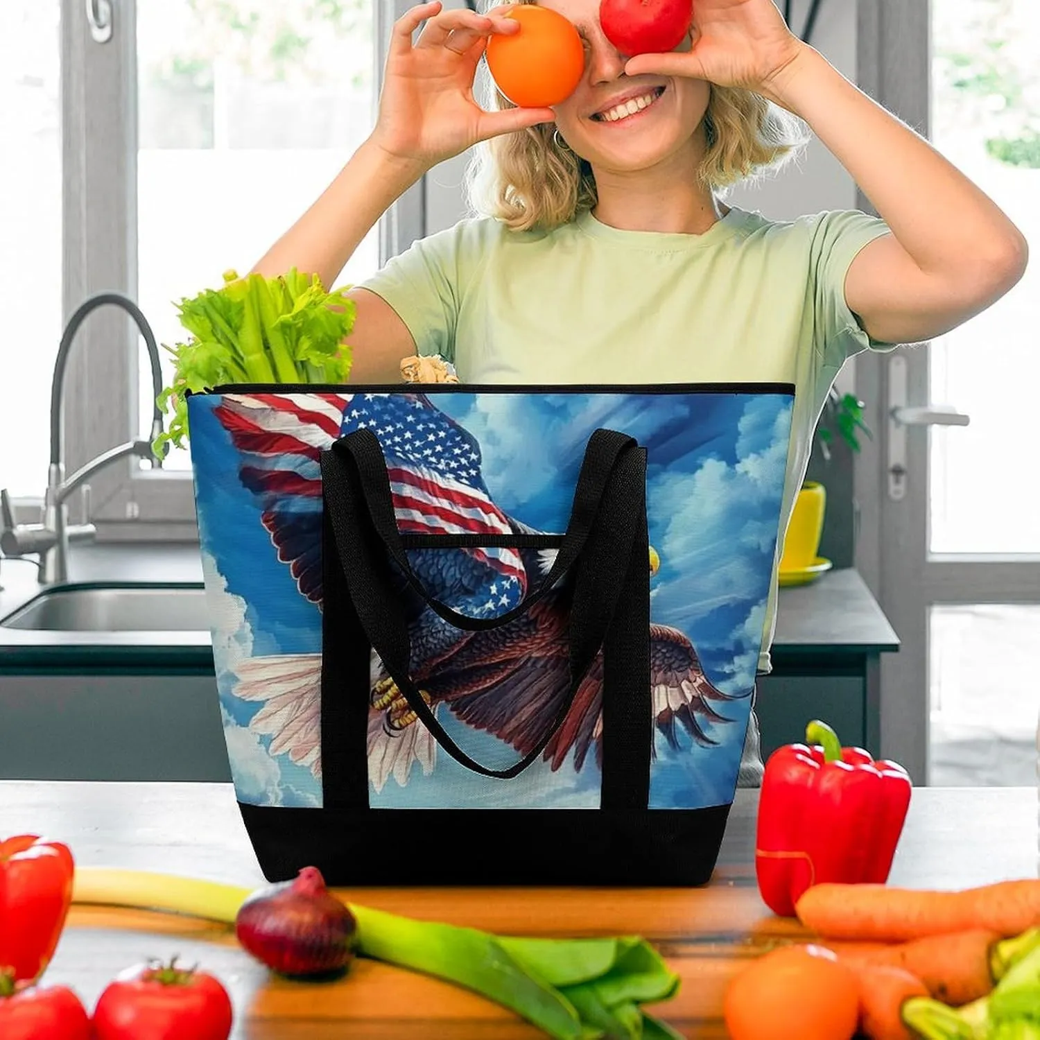 Fashionable Commuter Tote Bag Large Insulated Work Handbag