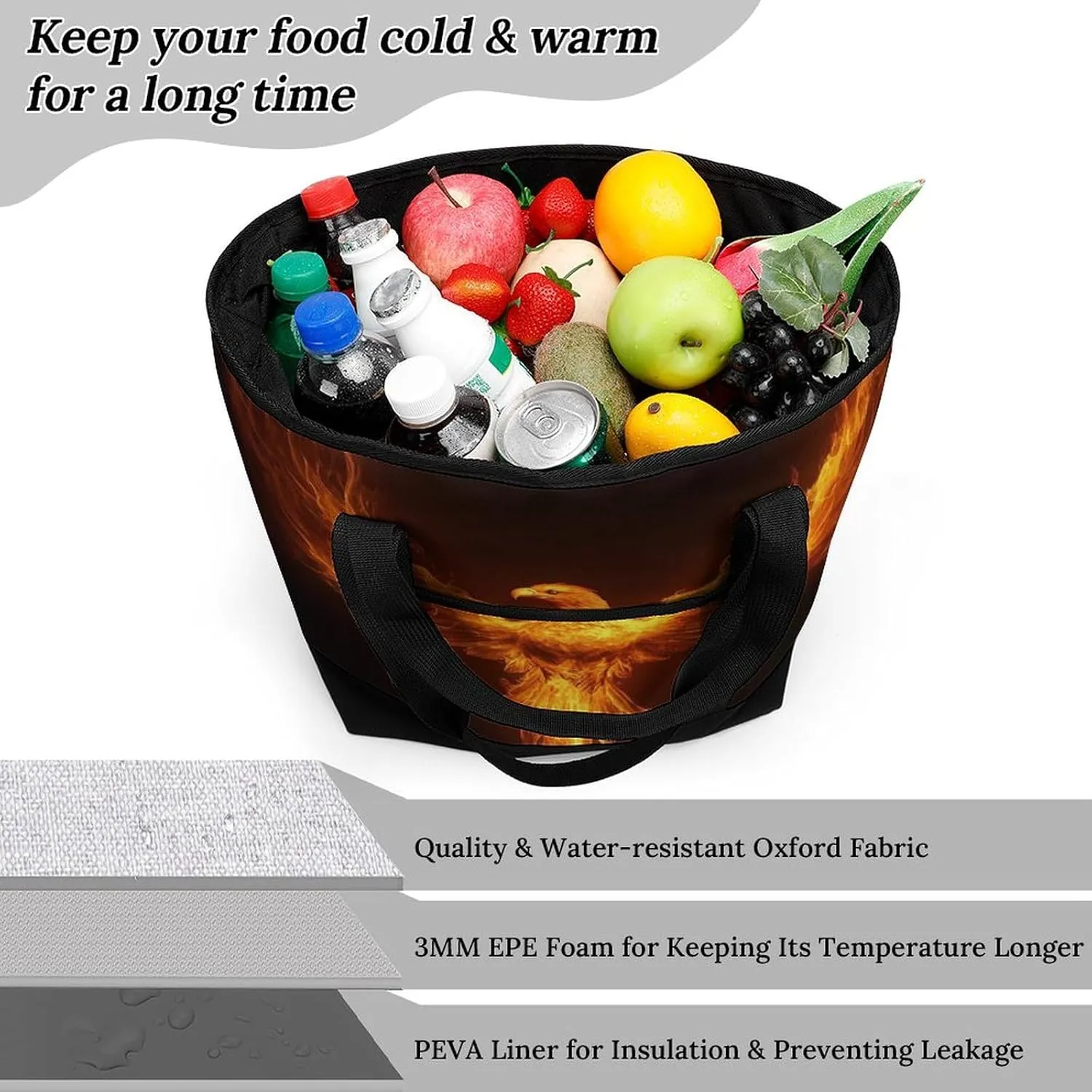 Fashionable Large Thermal Tote Bag Insulated Work/Commute Bag For Women & Men