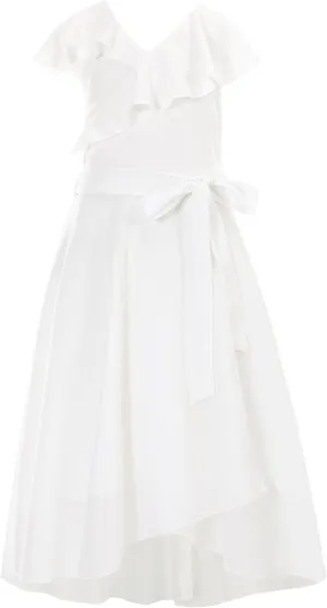 Flofallzique Girls Chiffon Dress Summer Party Wear Ruffle V Neck Wedding Graduation Junior Dress for 5-14 Years