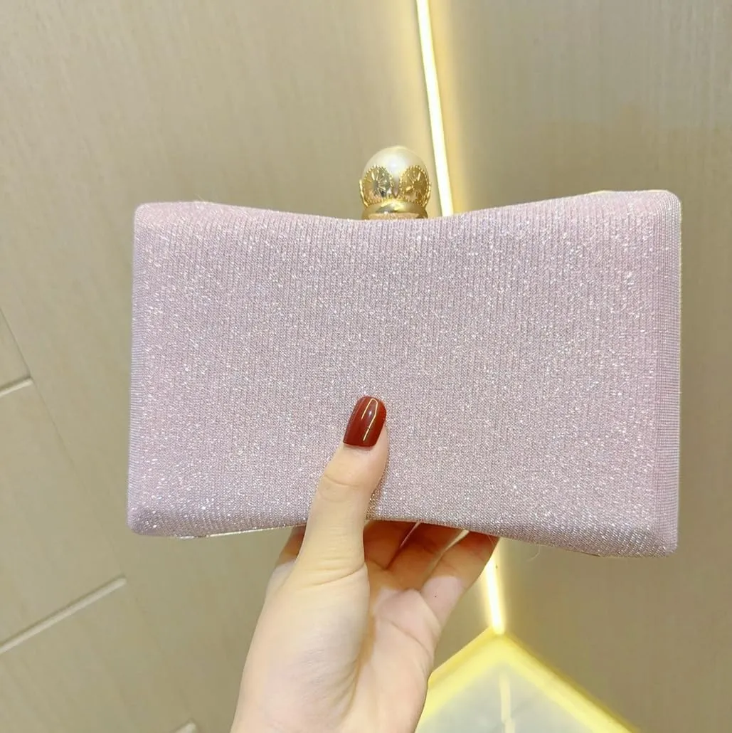 Floral Glitter Evening Bag for Women Beaded Clutch Purses Elegant Pearl Crossbody Shoulder Bag for Wedding, Prom, Party