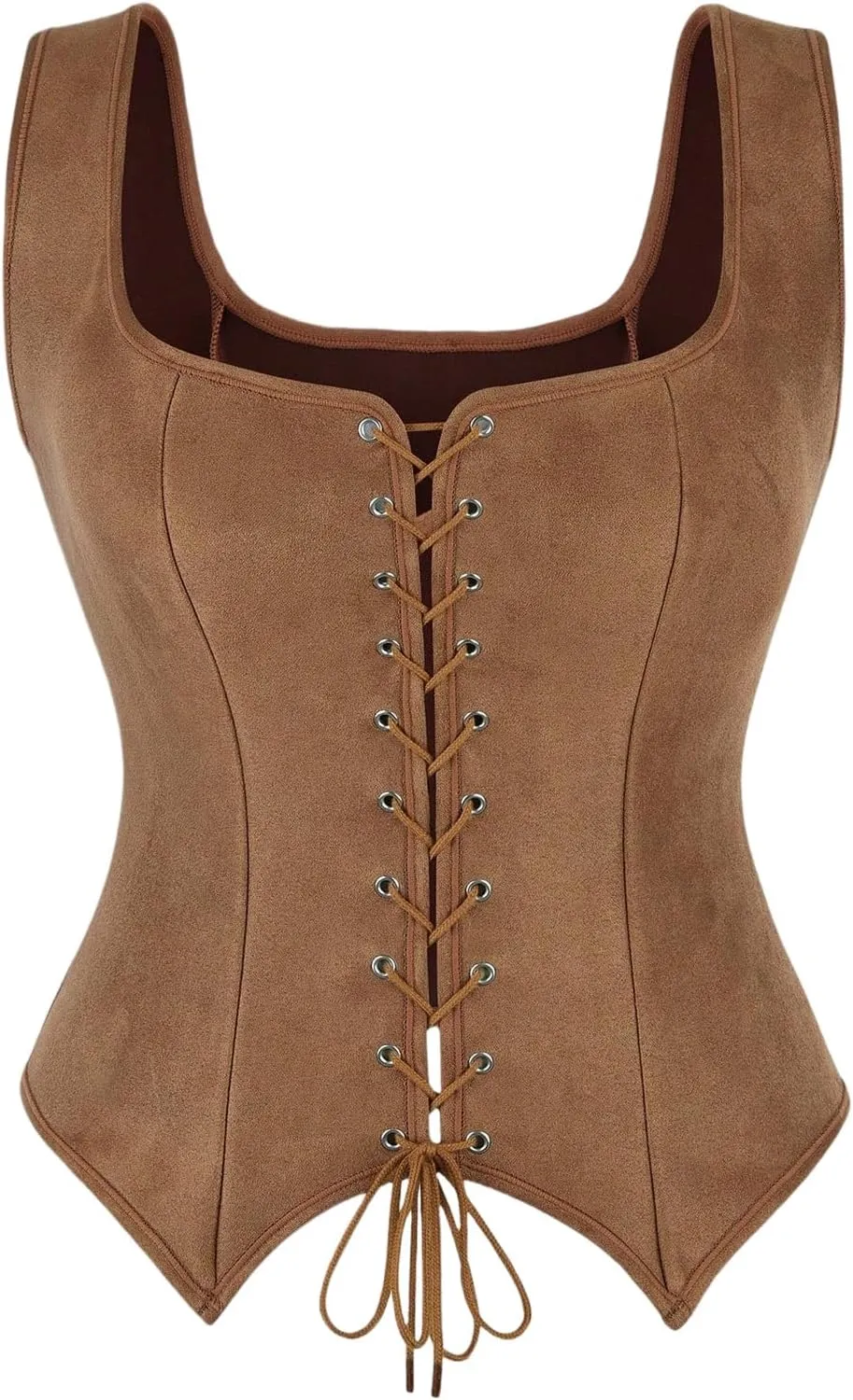 GORGLITTER Women's Sleeveless Western Cowgirl Rodeo Outfit Lace Up Vest Tops Pirate Renaissance Peasant Bodice 2025