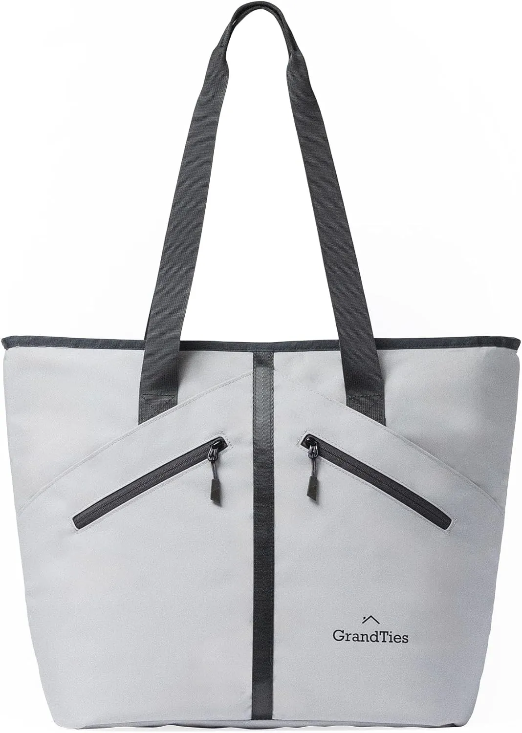 GRANDTIES Insulated Cooler Tote Bag 30 Can Large Capacity Durable Zipper Leakproof Outshell for Grocery Lunch Picnic Travel (Gray)