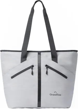 GRANDTIES Insulated Cooler Tote Bag 30 Can Large Capacity Durable Zipper Leakproof Outshell for Grocery Lunch Picnic Travel (Gray)