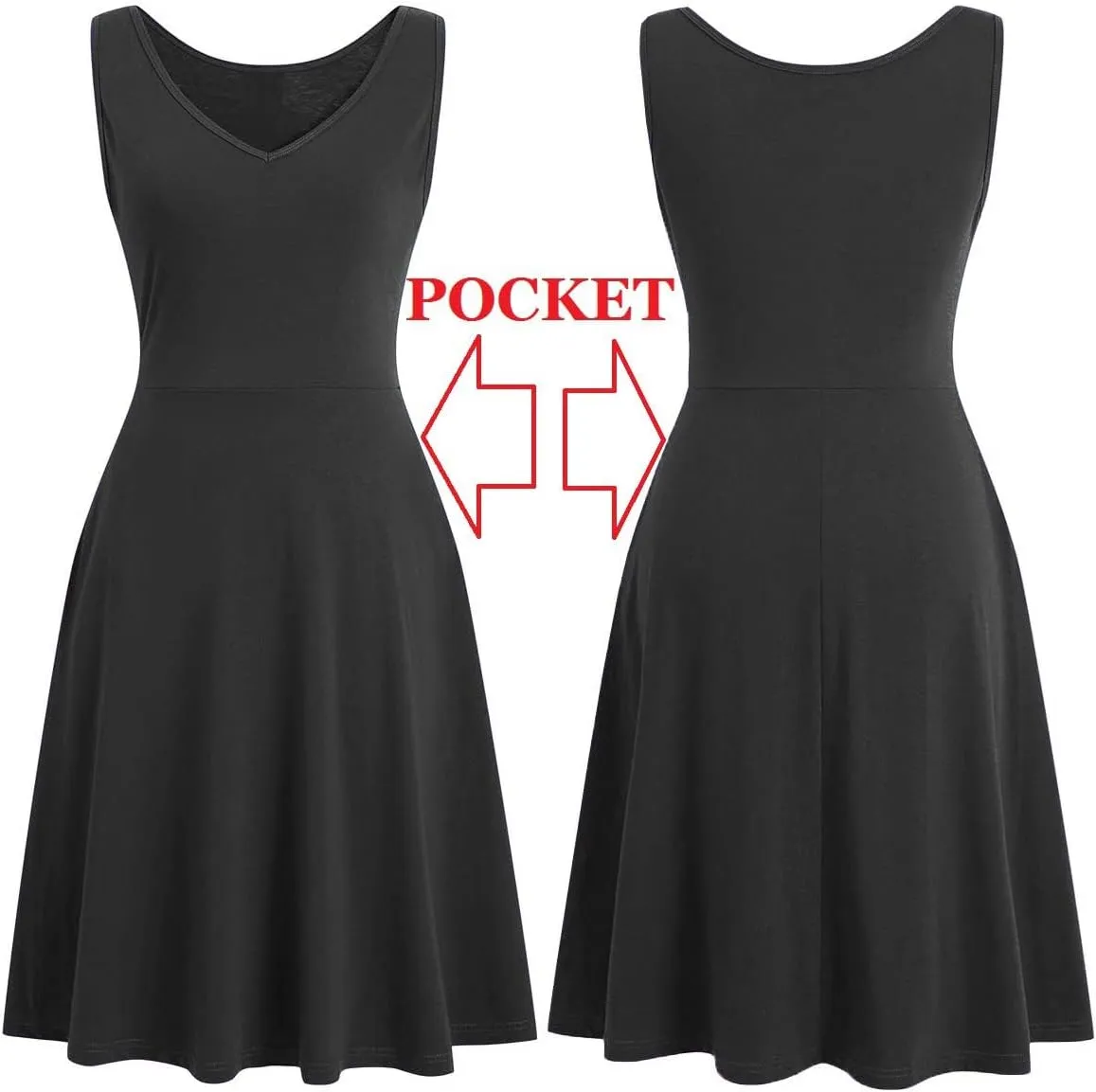 HELYO Women's Elegant Summer Casual T-Shirt Dresses Sleeveless Work Fit and Flare A-Line Dress with Pockets 718