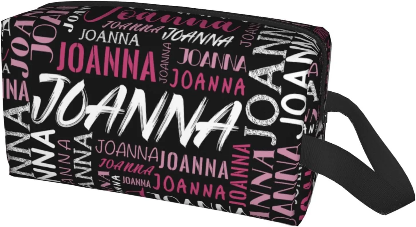 Husguciy Custom Makeup Bag with Name, Personalized Cosmetic Bag Add Your Name, Customized Zipper Toiletry Bag Gifts for Woman Wife Girls Men Travel (Black Pink)