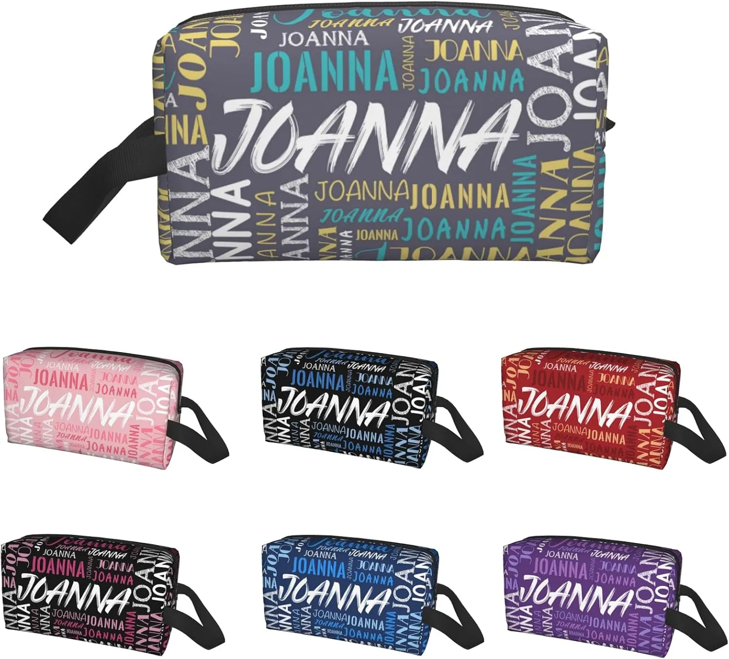 Husguciy Custom Makeup Bag with Name, Personalized Cosmetic Bag Add Your Name, Customized Zipper Toiletry Bag Gifts for Woman Wife Girls Men Travel (Gray)