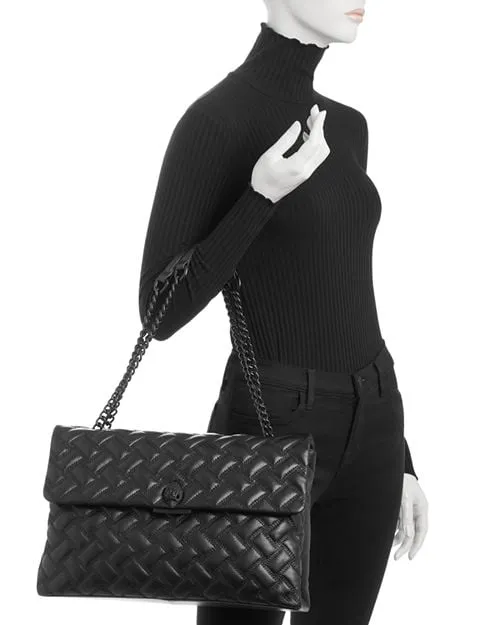 Kensington Drench XXL KURT GEIGER LONDON Quilted Leather Shoulder Bag Black