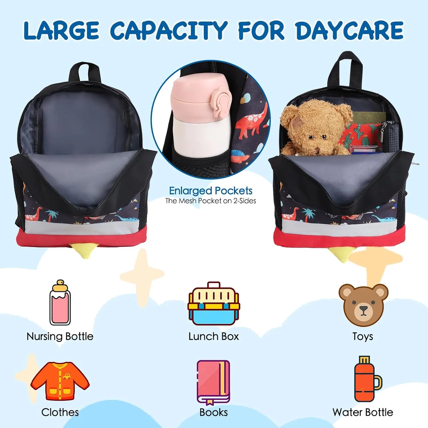 Kids Backpack Toddler Backpack with Safety Leash Cute Mini Dinosaur Backpack for Boys Baby Daycare Bag Schoolbag Boys