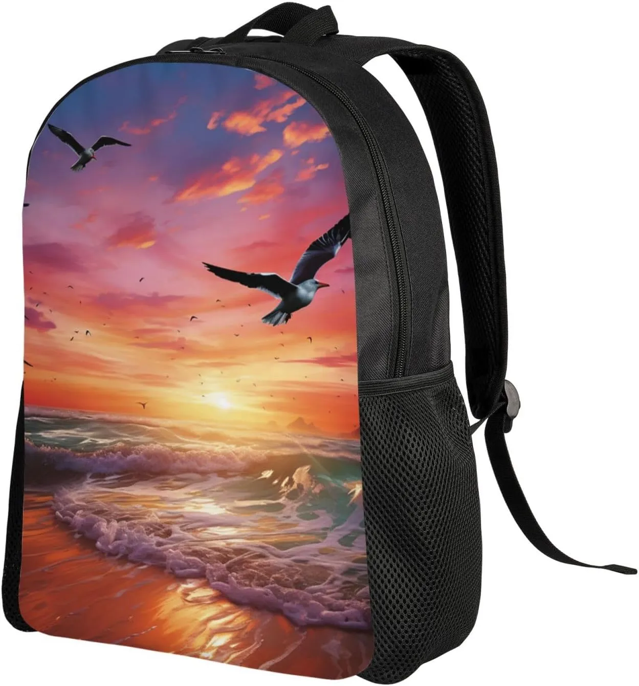 Laptop Backpack Carry On Travel Backpack Sea gull Flying Over Colorful Sky Computer Bag Casual Daypack for Men Women