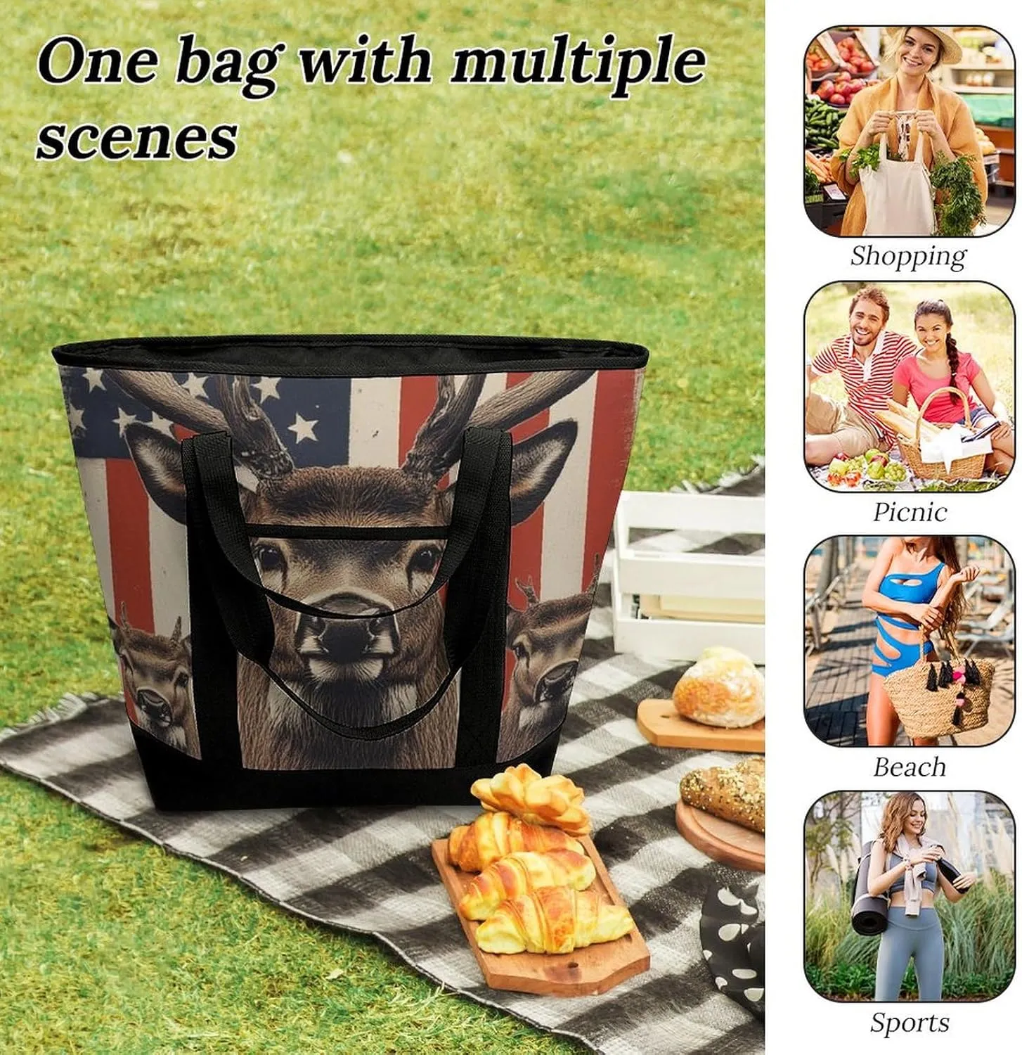 Large Thermal Shopping Tote Bag Travel Friendly Fashion Handbag Commuter Bag