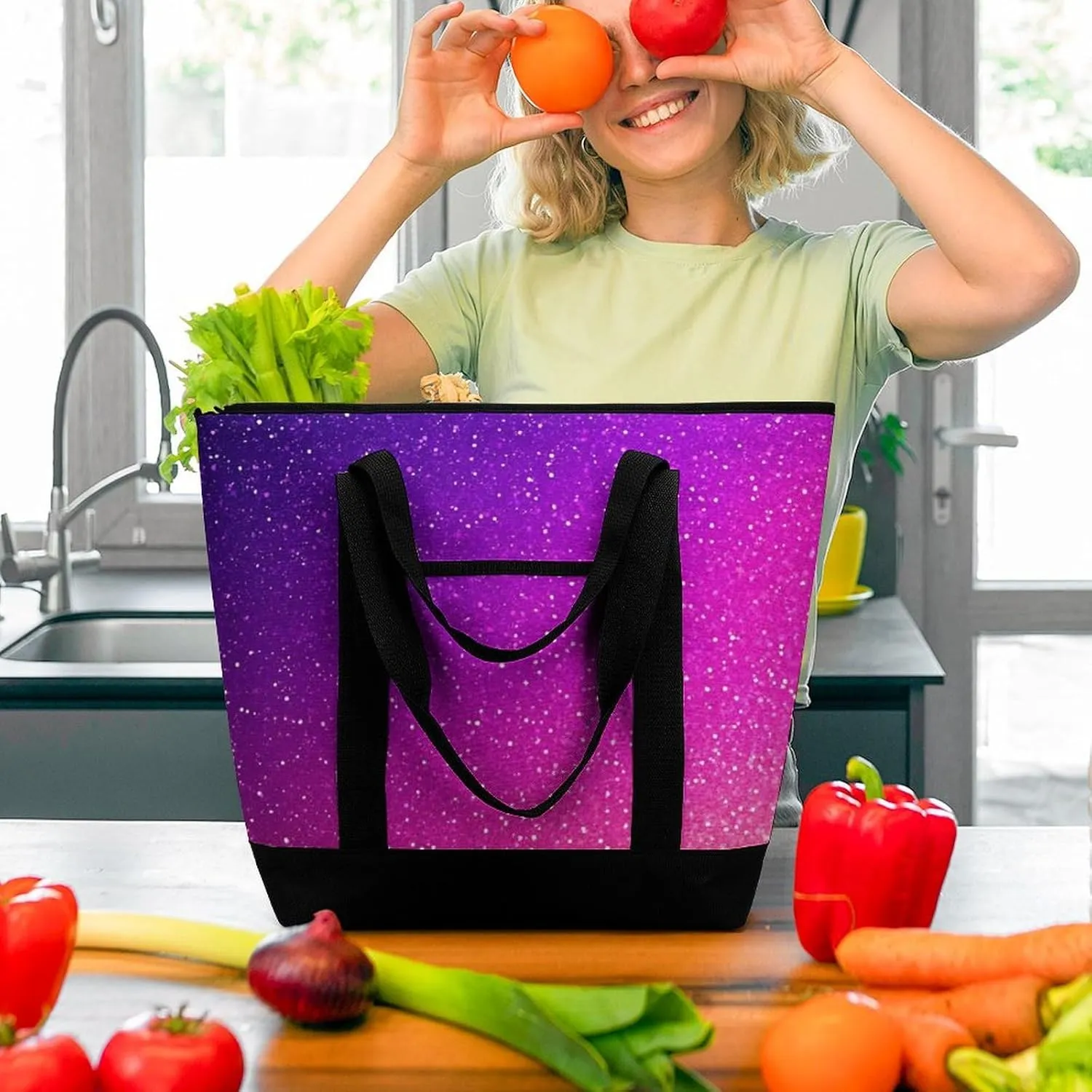 Large Thermal Shopping Tote Bag Travel Friendly Fashion Handbag Commuter Bag