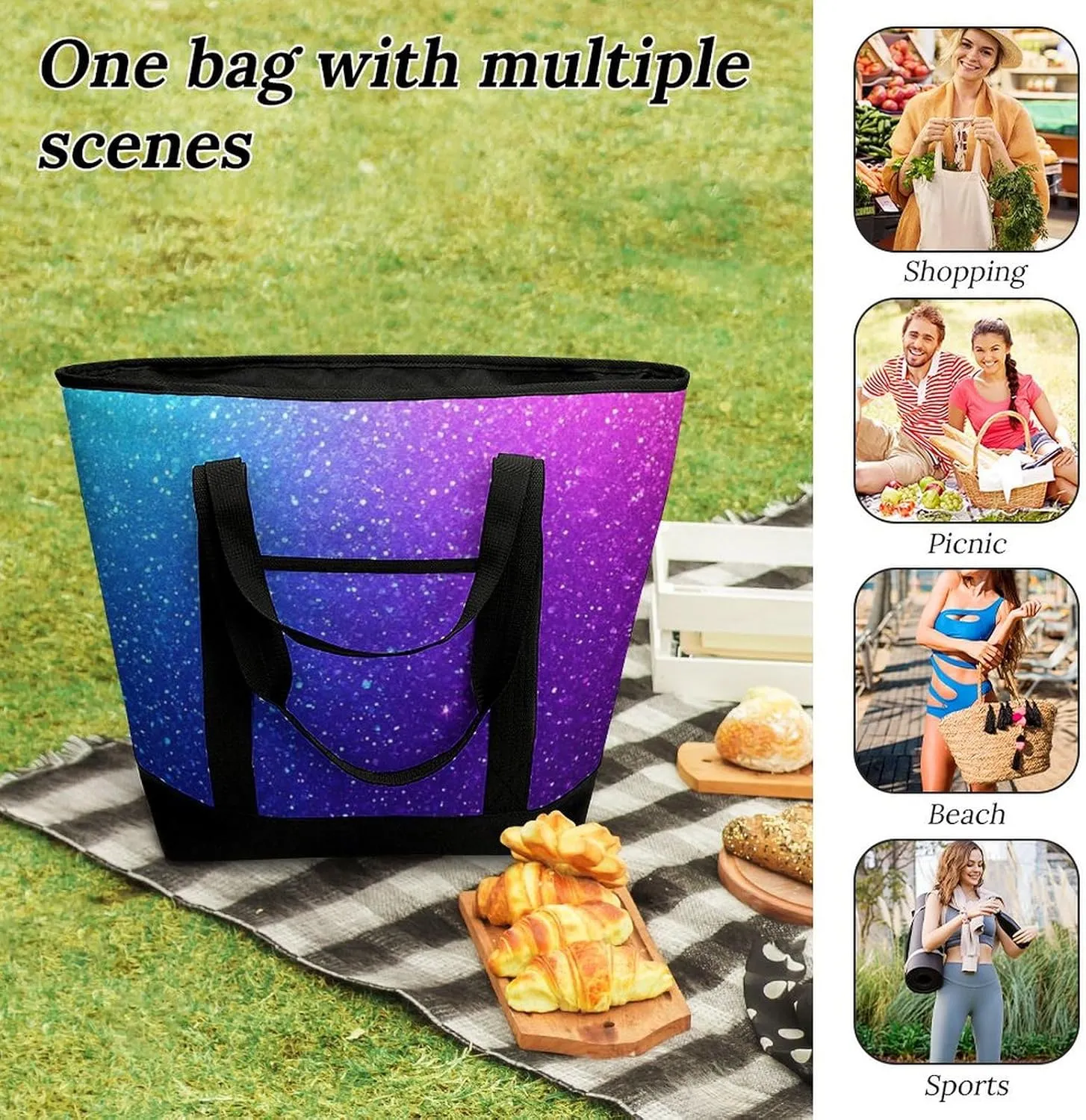 Large Thermal Shopping Tote Bag Travel Friendly Fashion Handbag Commuter Bag