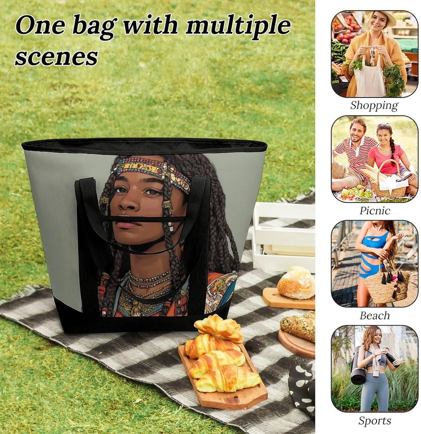 Large Thermal Shopping Tote Bag Travel Friendly Fashion Handbag Commuter Bag