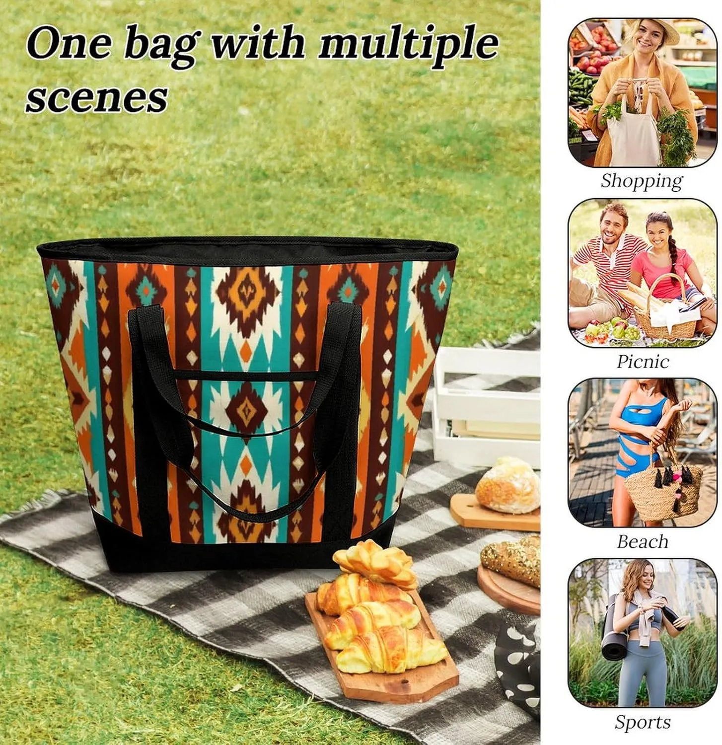 Large Thermal Shopping Tote Bag Travel Friendly Fashion Handbag Commuter Bag