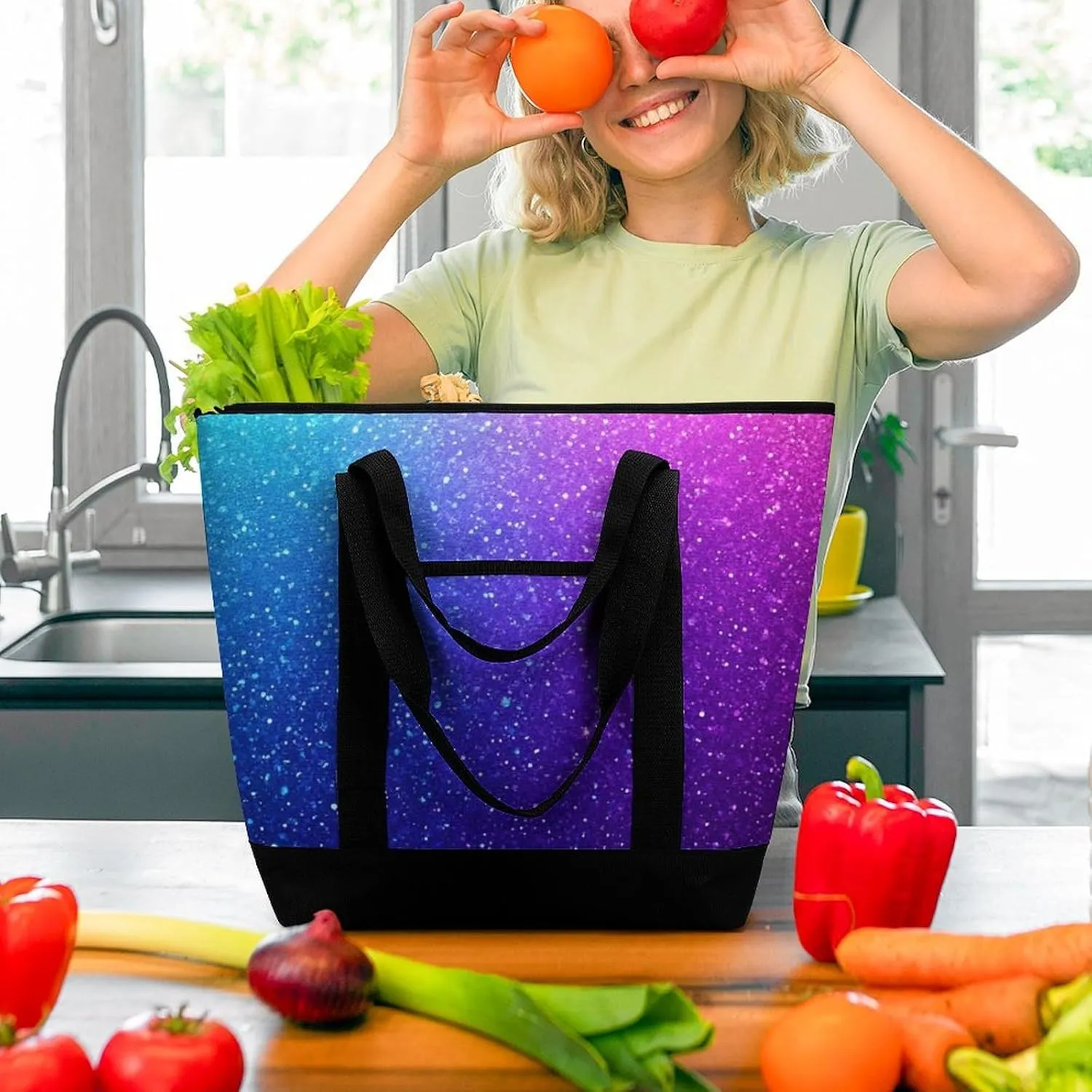 Large Thermal Shopping Tote Bag Travel Friendly Fashion Handbag Commuter Bag