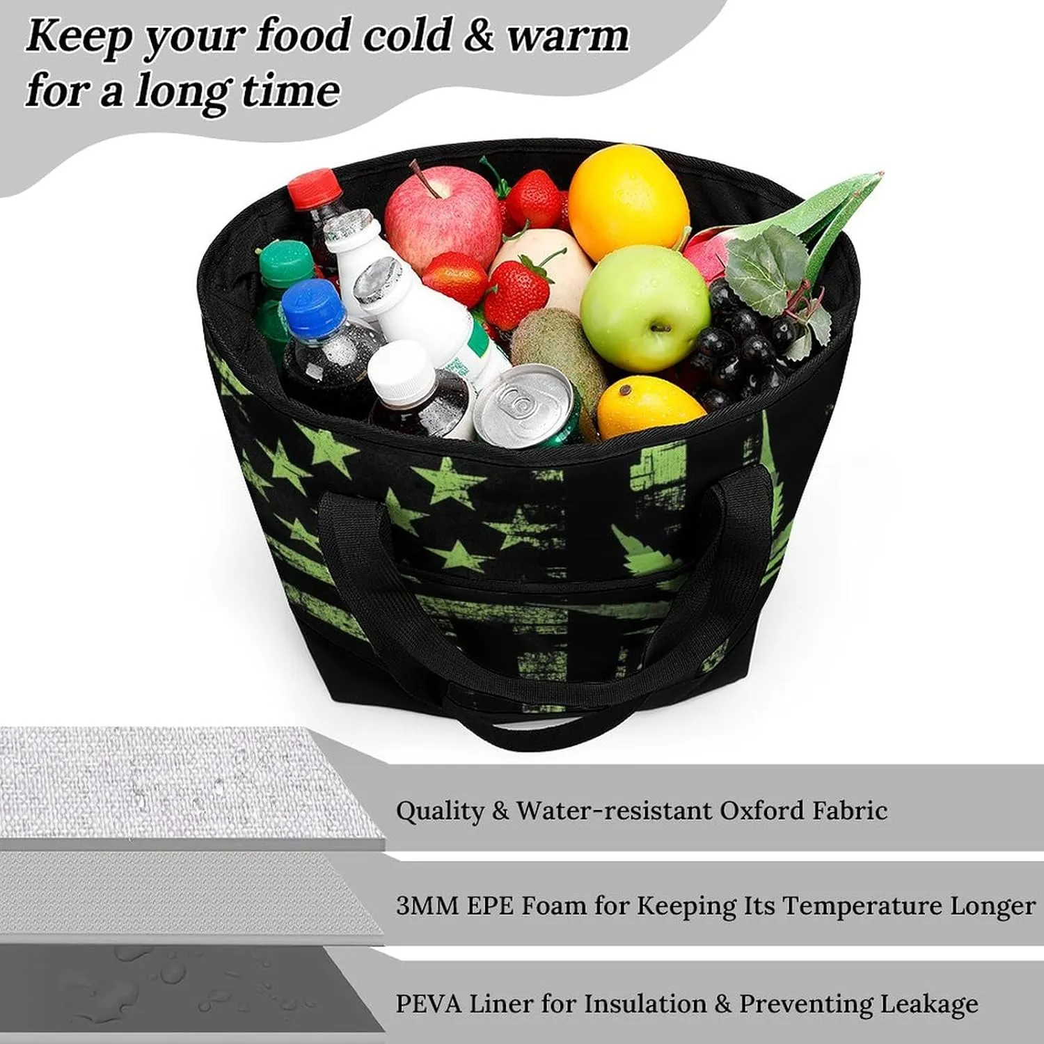 Large Thermal Shopping Tote Bag Travel Friendly Fashion Handbag Commuter Bag