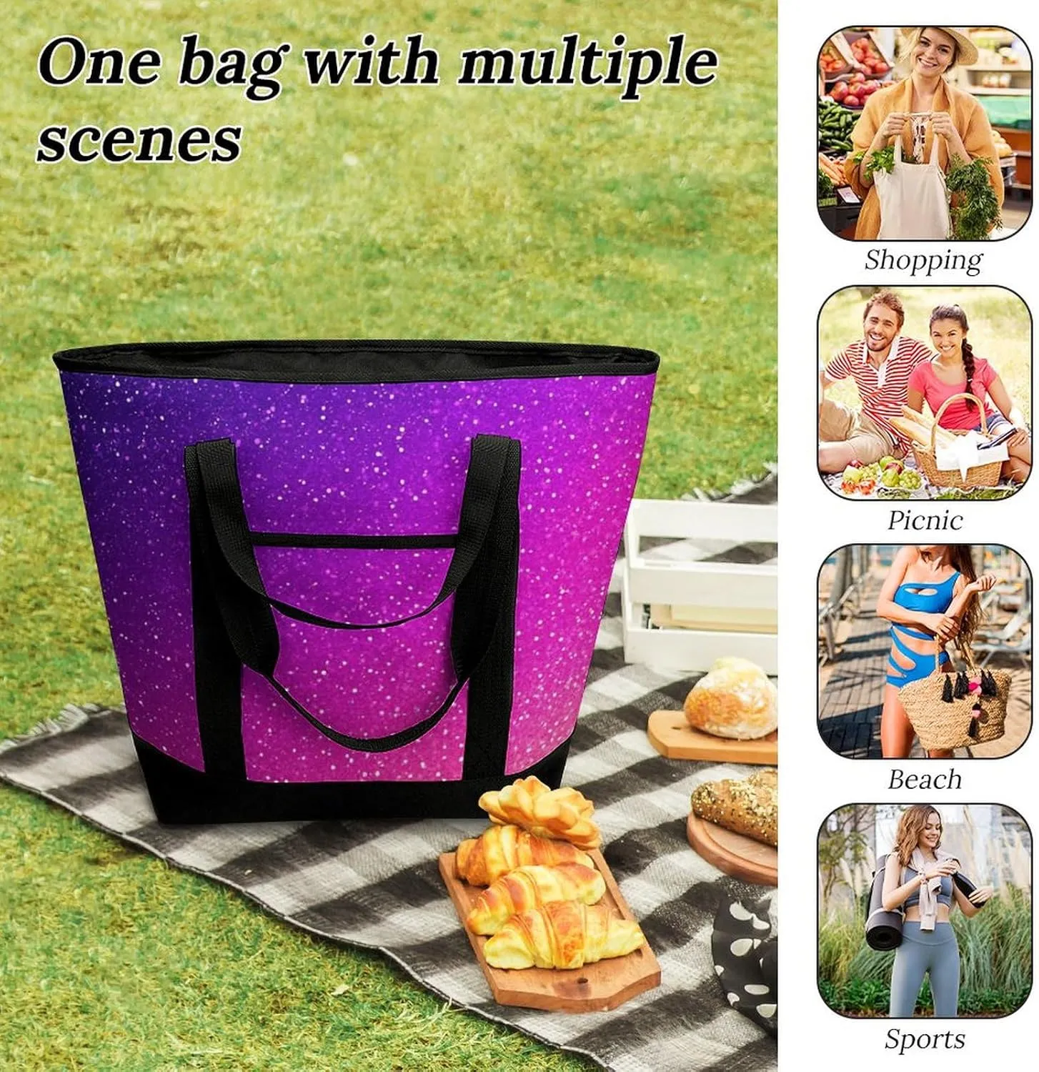 Large Thermal Shopping Tote Bag Travel Friendly Fashion Handbag Commuter Bag