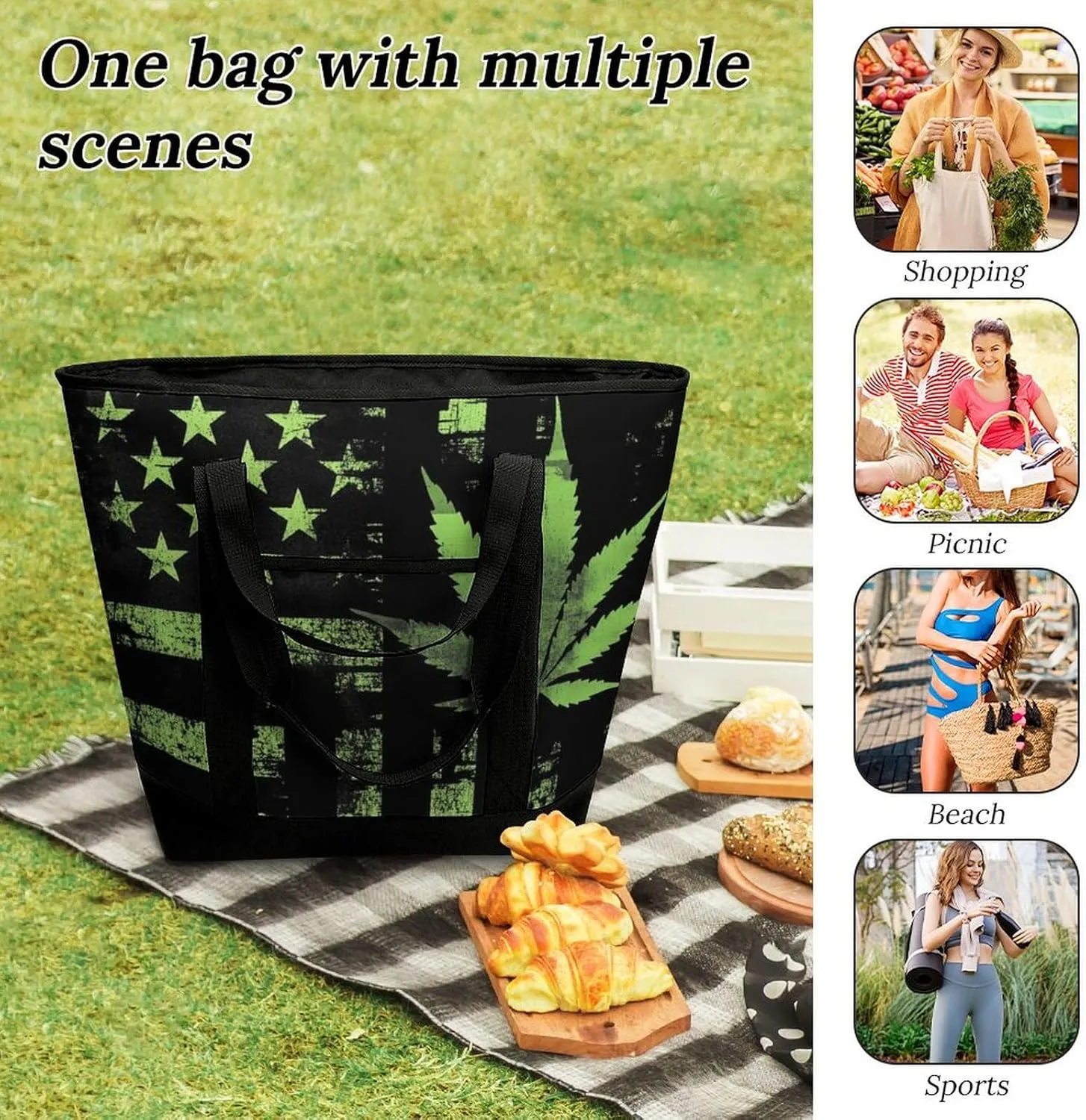 Large Thermal Shopping Tote Bag Travel Friendly Fashion Handbag Commuter Bag