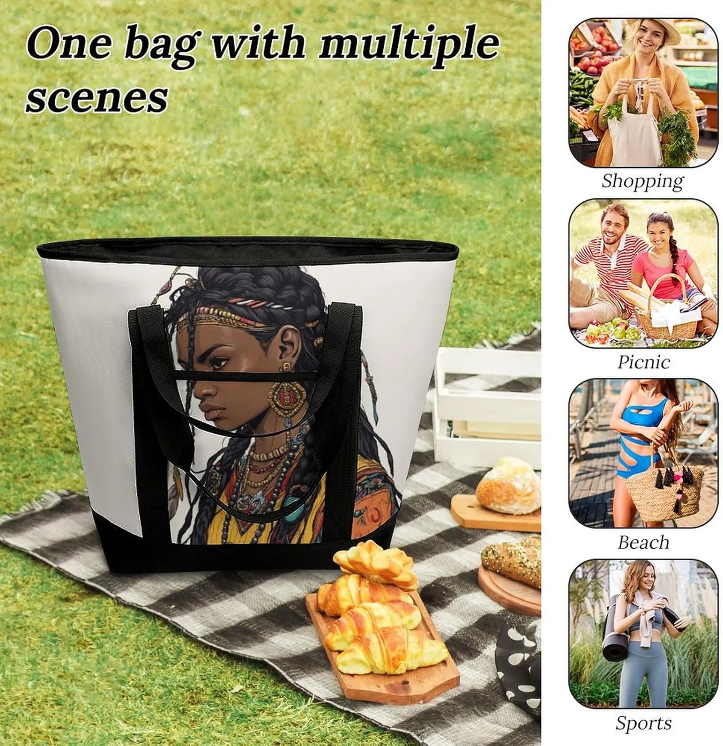 Large Thermal Shopping Tote Bag Travel Friendly Fashion Handbag Commuter Bag