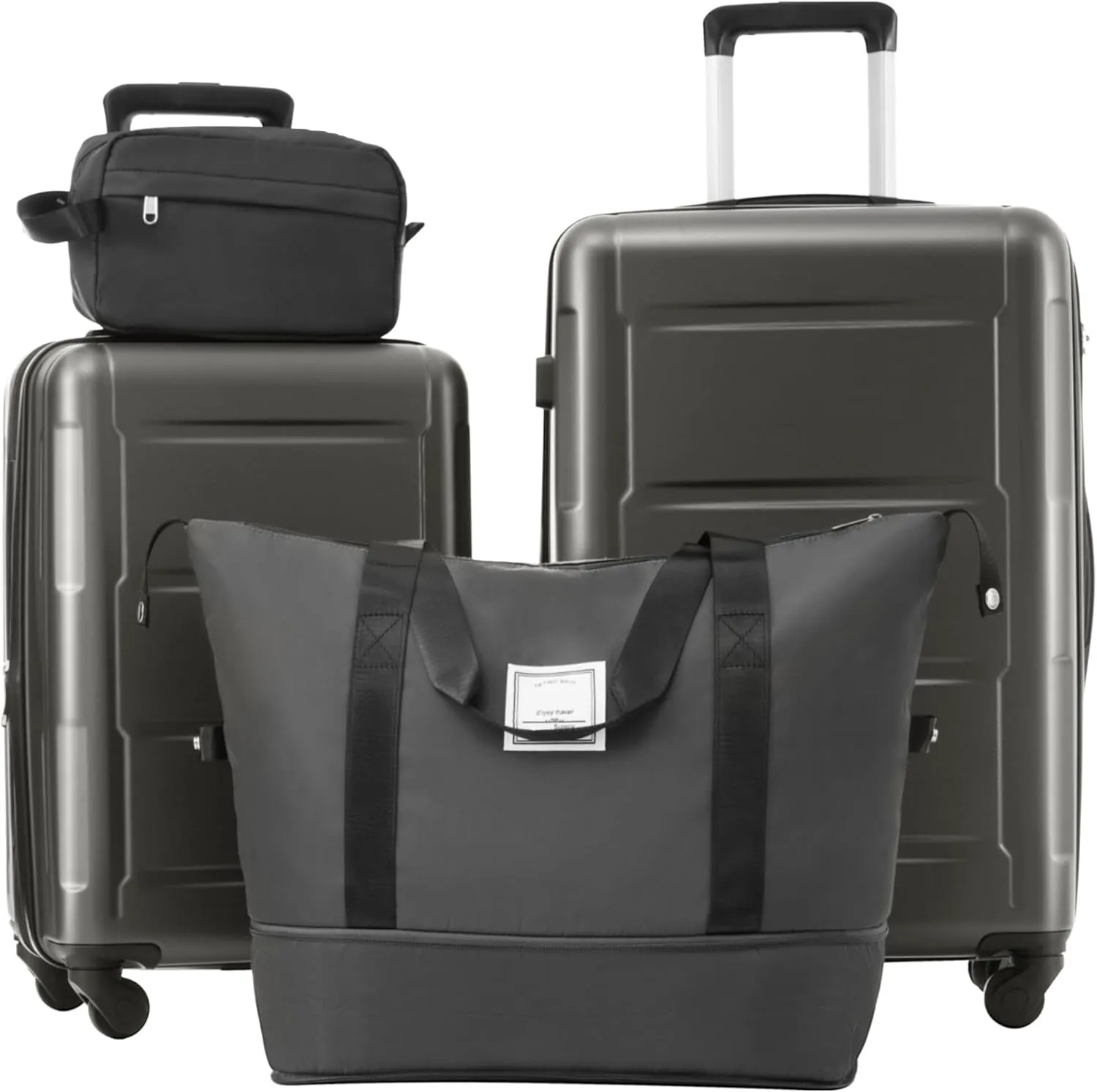 Lightweight Expandable Luggage Set with Spinner Wheels, 20-Inch and 24-Inch, Dark Gray