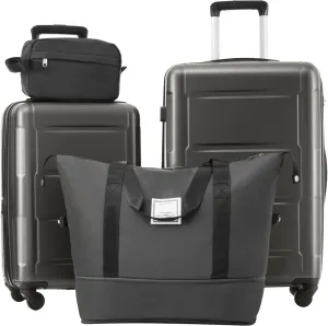 Lightweight Expandable Luggage Set with Spinner Wheels, 20-Inch and 24-Inch, Dark Gray