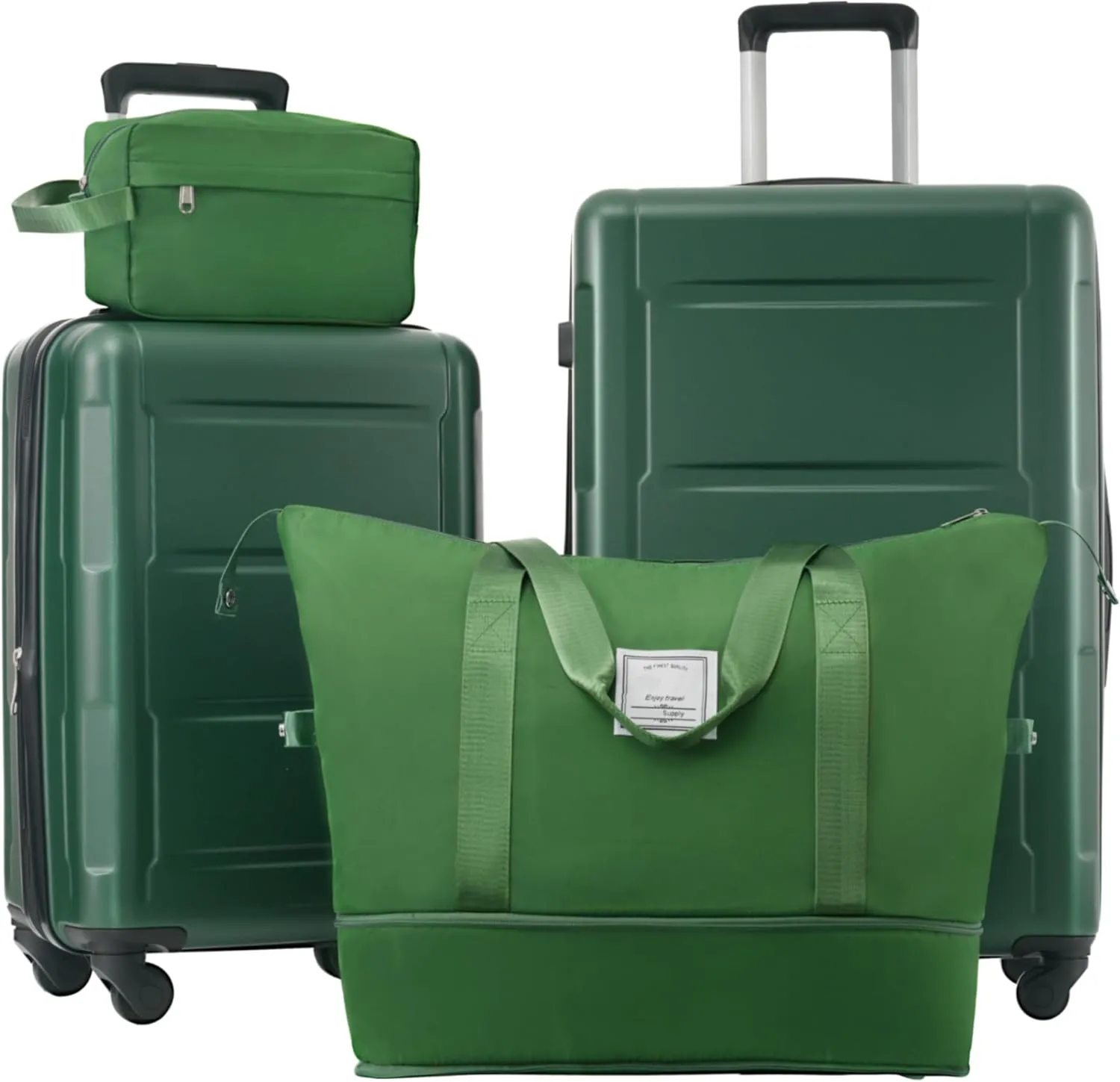 Lightweight Travel with Expandable 2 Piece Luggage Set, 20 inch & 24 inch, Spinner Wheels, Durable ABS Construction, Green