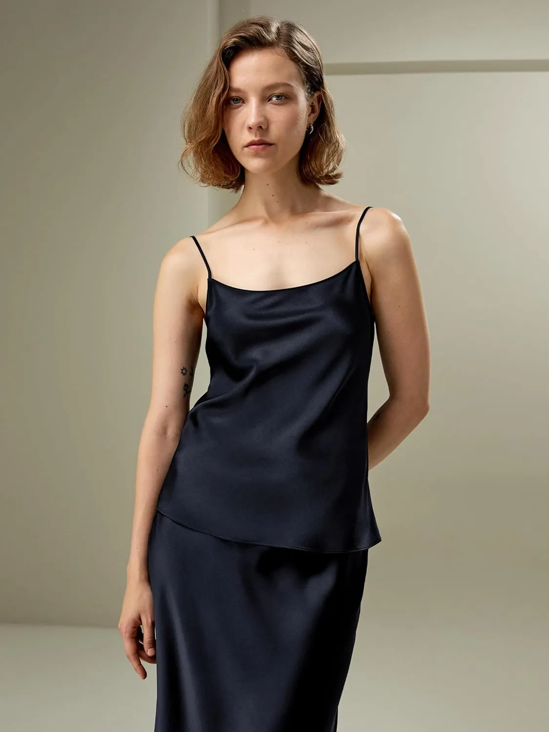 LilySilk Double-Faced Silk Charmeuse Camisole with Adjustable Straps for Women 100% Silk Tank Top Ladies