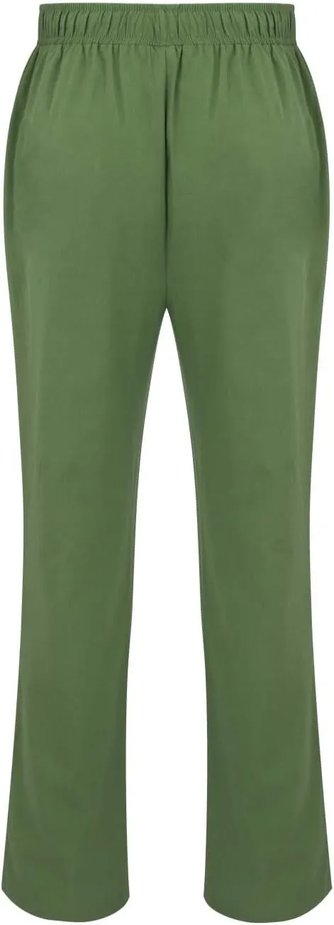 Linen Pants for Men Loose Fit Casual Classic Summer Beach Pant Lightweight Breathable Flat Front Trouser with Pockets