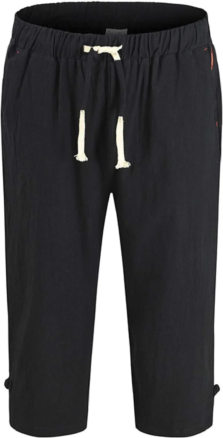 Linen Pants Men Slim Fit Casual Elastic Waist Summer Beach Capri Pants Lightweight Breathable Yoga Vacation Trousers