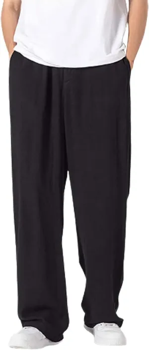 Linen Pants Men Tapered Leg Casual Drawstring Elastic Waist Beach Yoga Pants Summer Lightweight Trousers with Pockets
