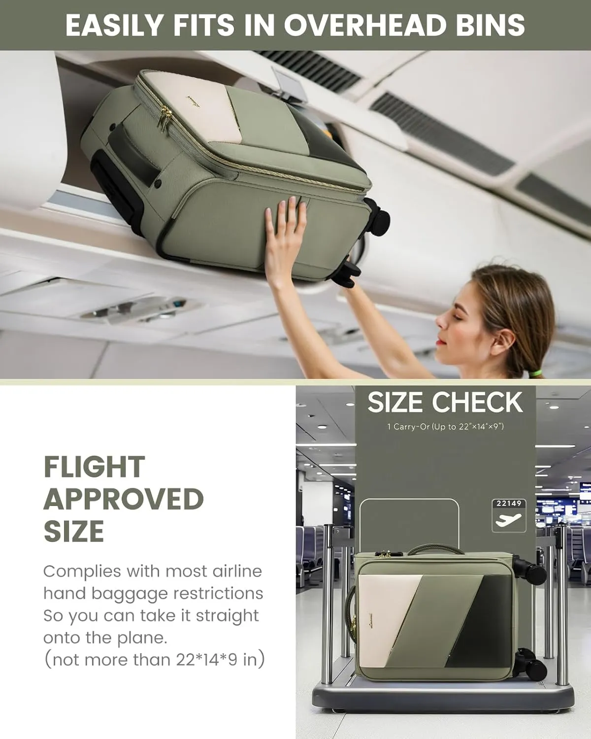 LOVEVOOK Carry On Luggage 22x14x9 Airline Approved,20 Inch Carry-on Suitcase for Women,Softside Suitcases with Wheels,Rolling Checked Luggage with TSA Lock,Lightweight Travel