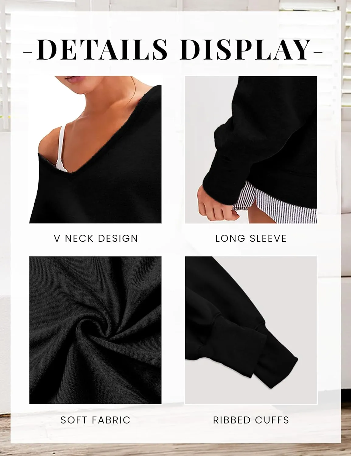 LTSCNRM Oversized Sweatshirt for Women V-Neck Long Sleeve Hoodies Trendy Pullover Outfits Lightweight Loose Casual Tops