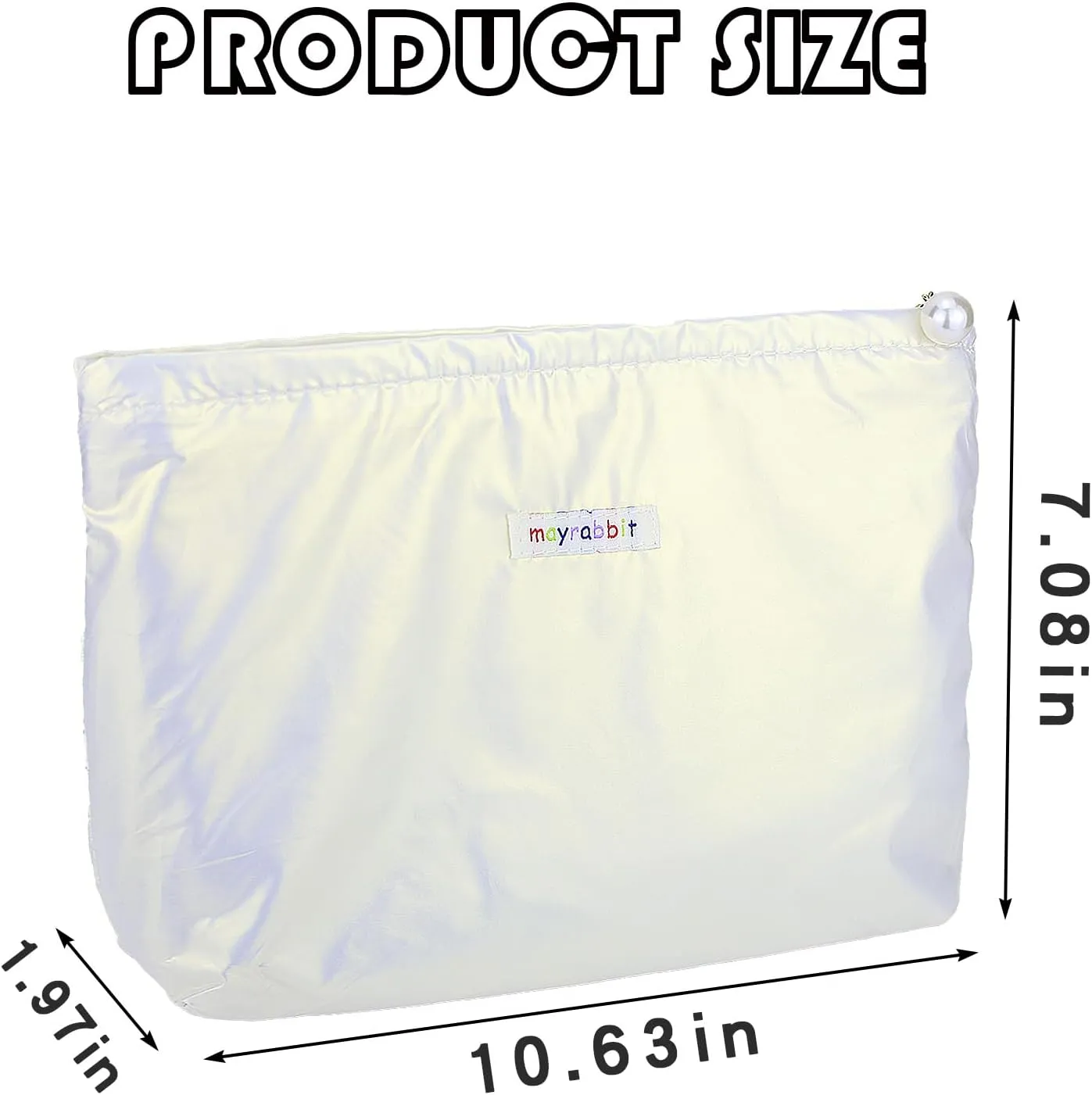 Makeup Bag Large Capacity Cosmetic Purse Travel Toiletry Zipper Storage Pouch Make up Brushes Organizer for Women and Girls (Cream White)