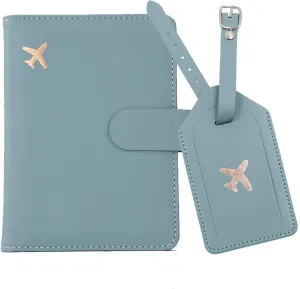 Melsbrinna Rfid Passport Holder for Travel women/Men Set Travel Suitcase Tag, Cute Passport Wallet Rfid Blocking Card Slots, Rfid Passport Cover/CaseTravel Wallet (Green1)