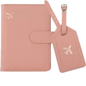 Melsbrinna Rfid Passport Holder for Travel women/Men Set Travel Suitcase Tag, Cute Passport Wallet Rfid Blocking Card Slots, Rfid Passport Cover/CaseTravel Wallet (Pink)