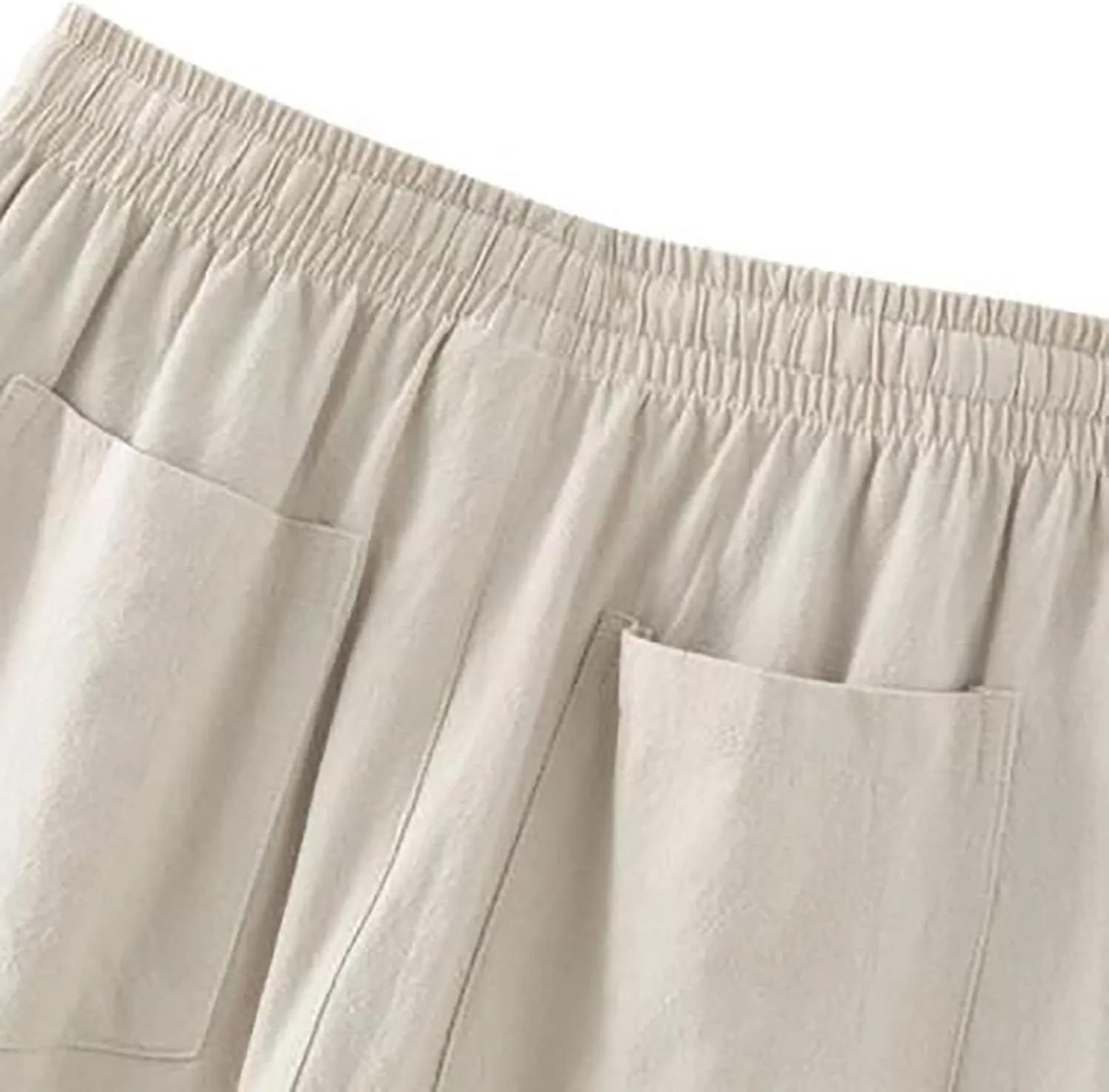 Mens Linen Pants Beach Tall Summer Elastic Waist Drawstring Beach Athletic Pants for Workout, Jogging, Running