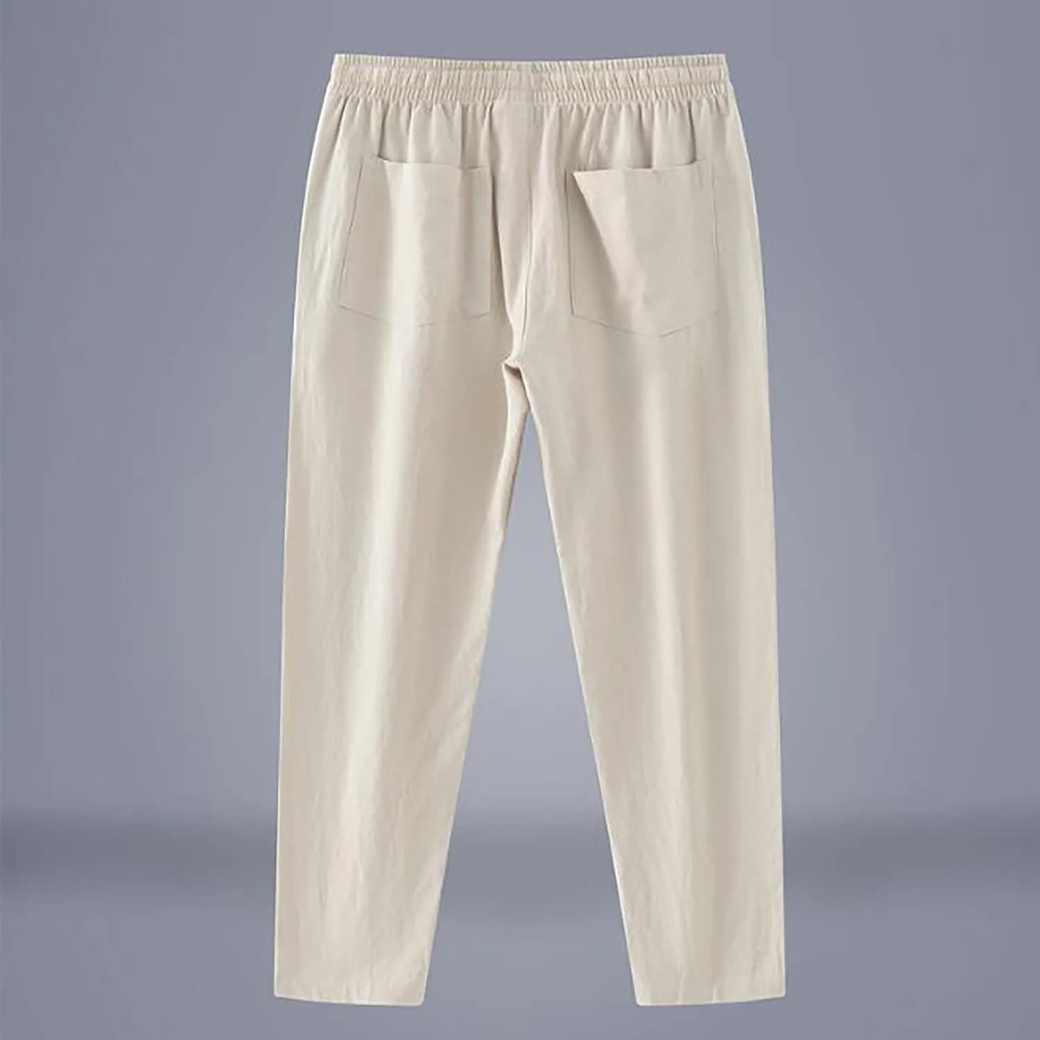 Mens Linen Pants Beach Tall Summer Elastic Waist Drawstring Beach Athletic Pants for Workout, Jogging, Running