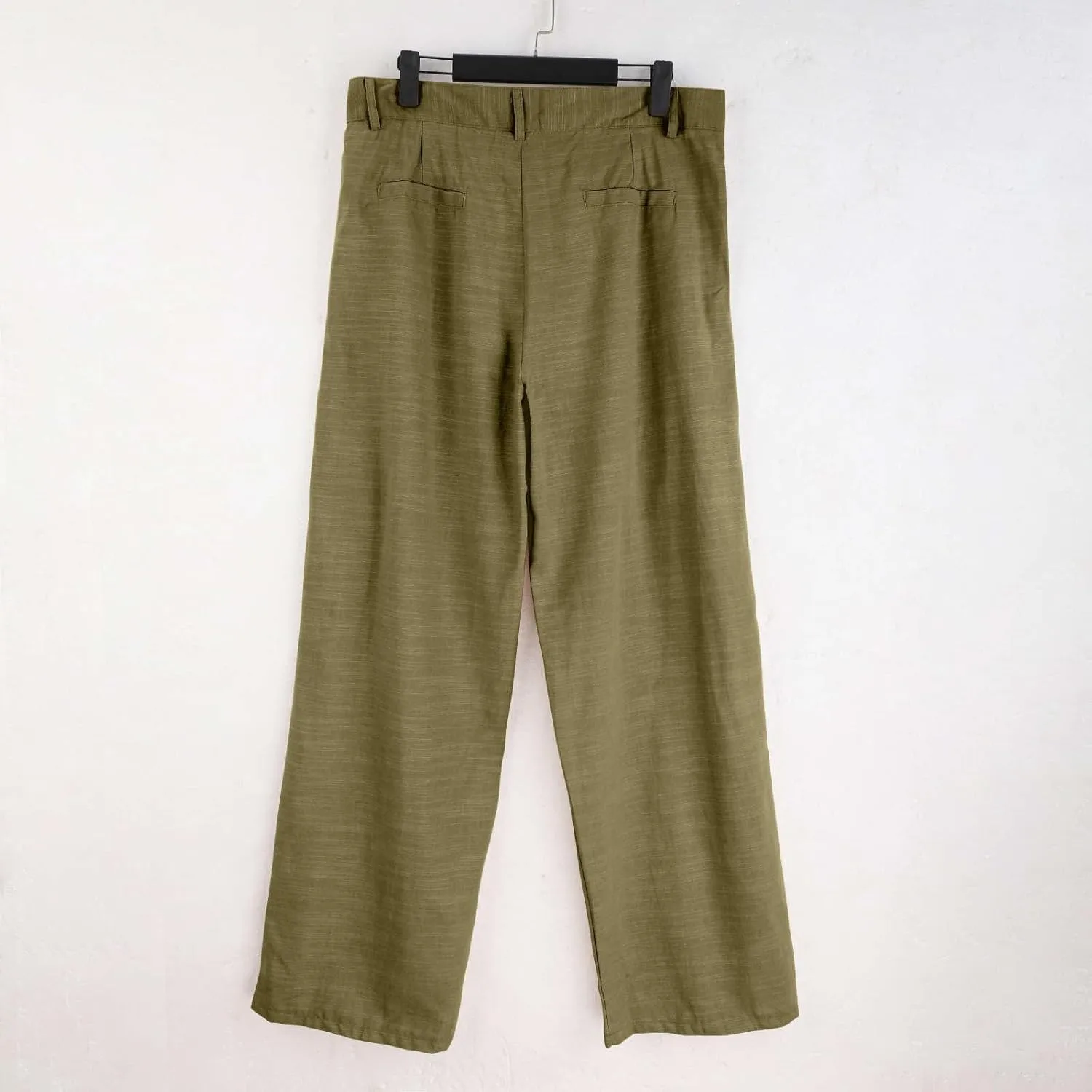 Mens Linen Pants Big and Tall Classic Flat Front Chino Pants Casual Lightweight Straight Leg Summer Beach Trousers
