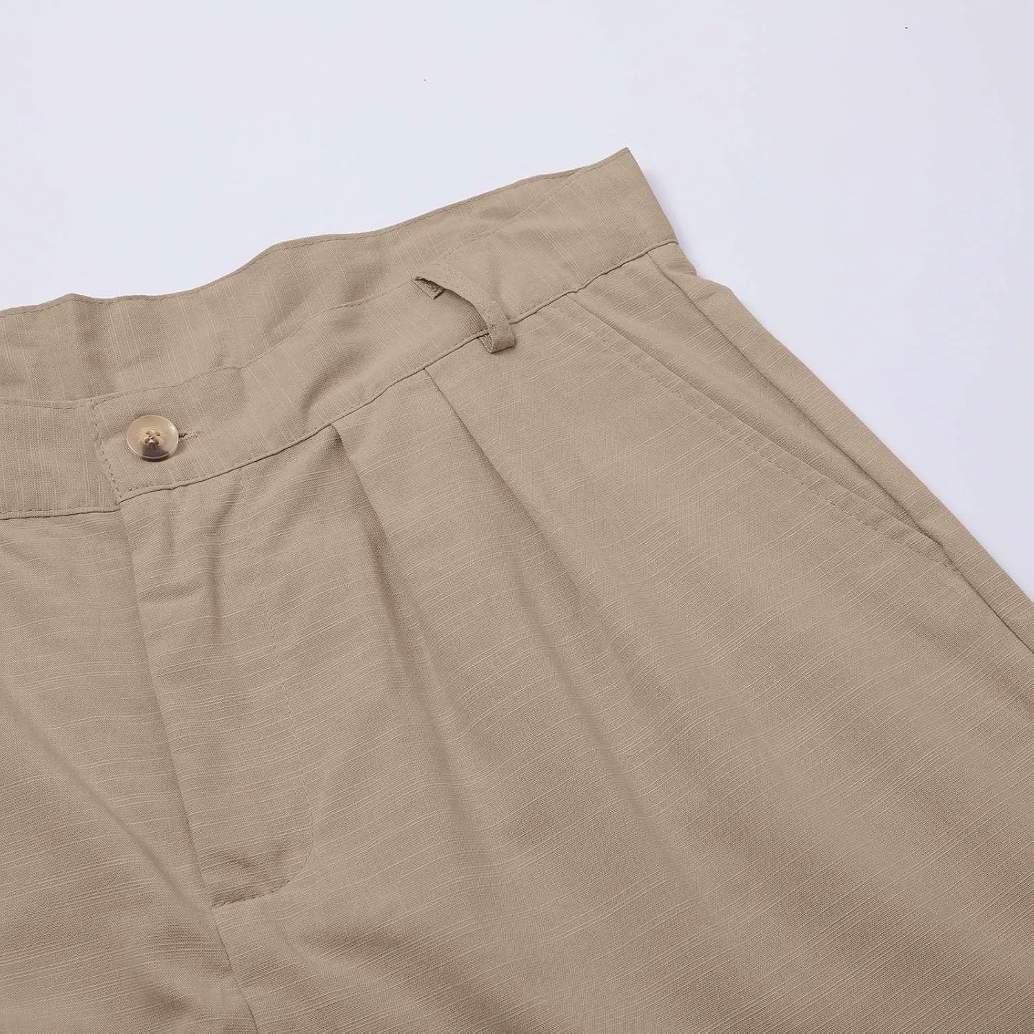 Mens Linen Pants Big and Tall Classic Flat Front Chino Pants Casual Lightweight Straight Leg Summer Beach Trousers