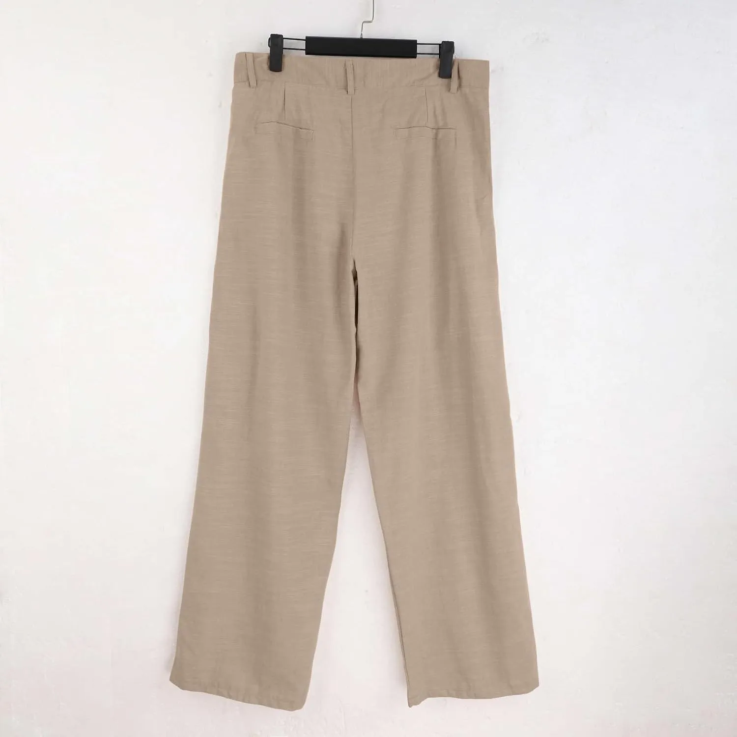 Mens Linen Pants Big and Tall Classic Flat Front Chino Pants Casual Lightweight Straight Leg Summer Beach Trousers