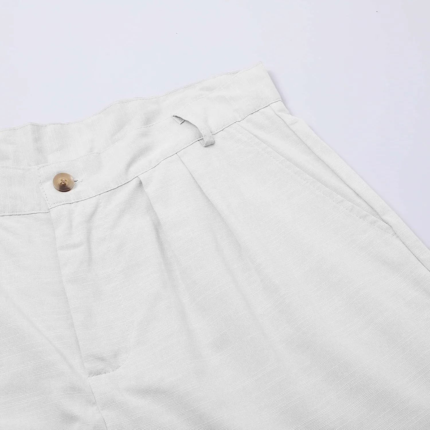 Mens Linen Pants Big and Tall Classic Flat Front Chino Pants Casual Lightweight Straight Leg Summer Beach Trousers